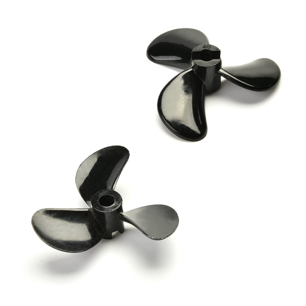 Heyiarbeit 2PCS 3 Blades Propellers for Ship Model RC Boat Propeller Model Black Plastic CW/CCW Paddle 40mm Diameter 10.5mm Height 1.4 Pitch 4mm Hole Dia