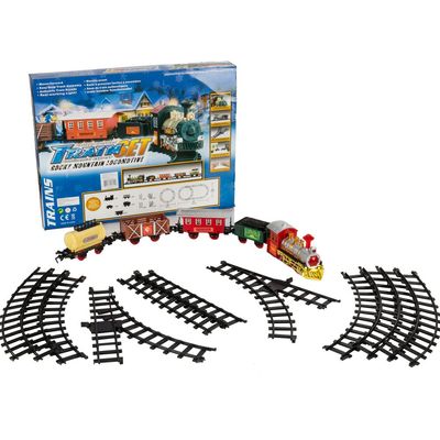 16 Pieces Train Locomotive Toy Car Easy Assembly Realistic Sound, Light Play Set