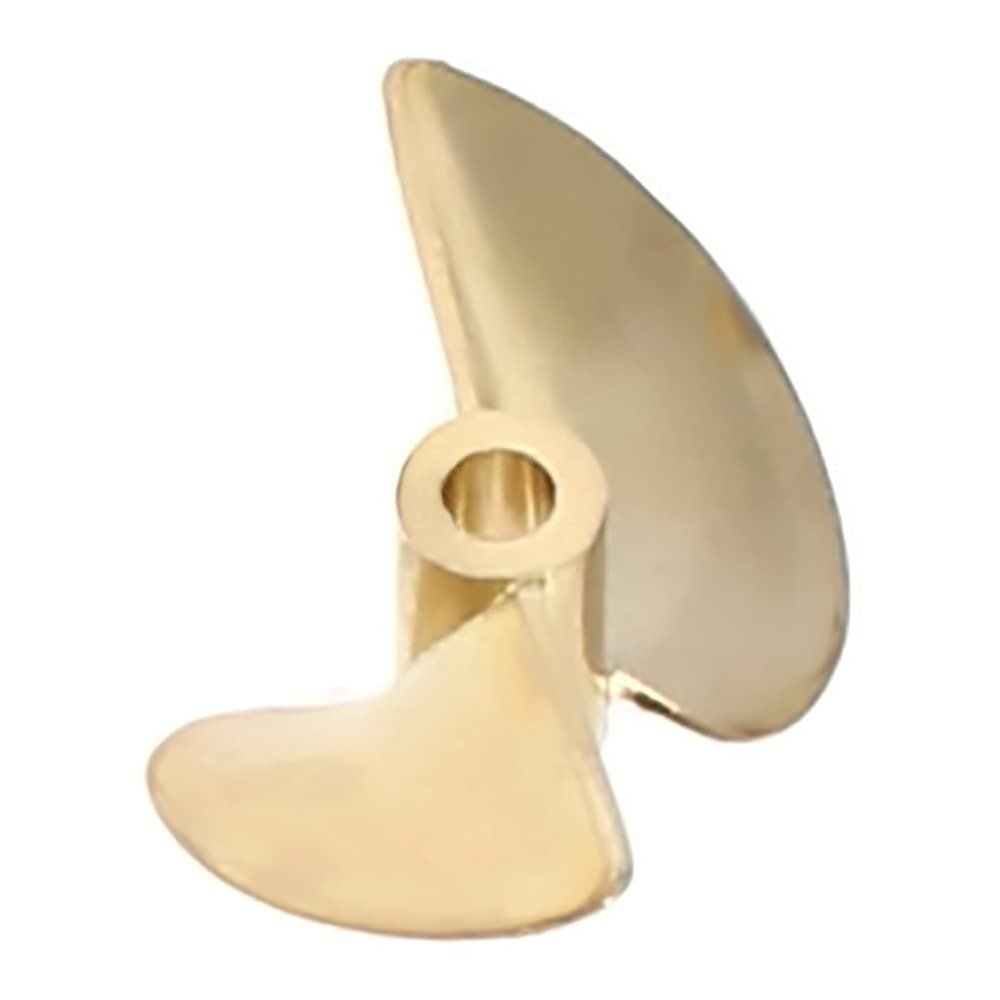 Heyiarbeit RC Boat Propeller 2 Blades Propeller Hole 3.18mm Diameter 32mm Brass CW for RC Boat Model Boat Gold