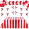 22 Pieces Carnival Theme Party Decorations Set Include Carnival Table Covers Tablecloth Red and White Striped Circus Pennant Banner Bunting Latex Balloons for Wedding Carnival Party Supplies view 1