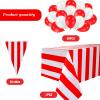 22 Pieces Carnival Theme Party Decorations Set Include Carnival Table Covers Tablecloth Red and White Striped Circus Pennant Banner Bunting Latex Balloons for Wedding Carnival Party Supplies view 3