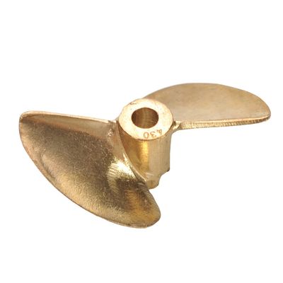 Heyiarbeit RC Boat Propeller 2 Blades Propeller Hole 3.18mm Diameter 30mm Brass CW for RC Boat Model Boat Gold