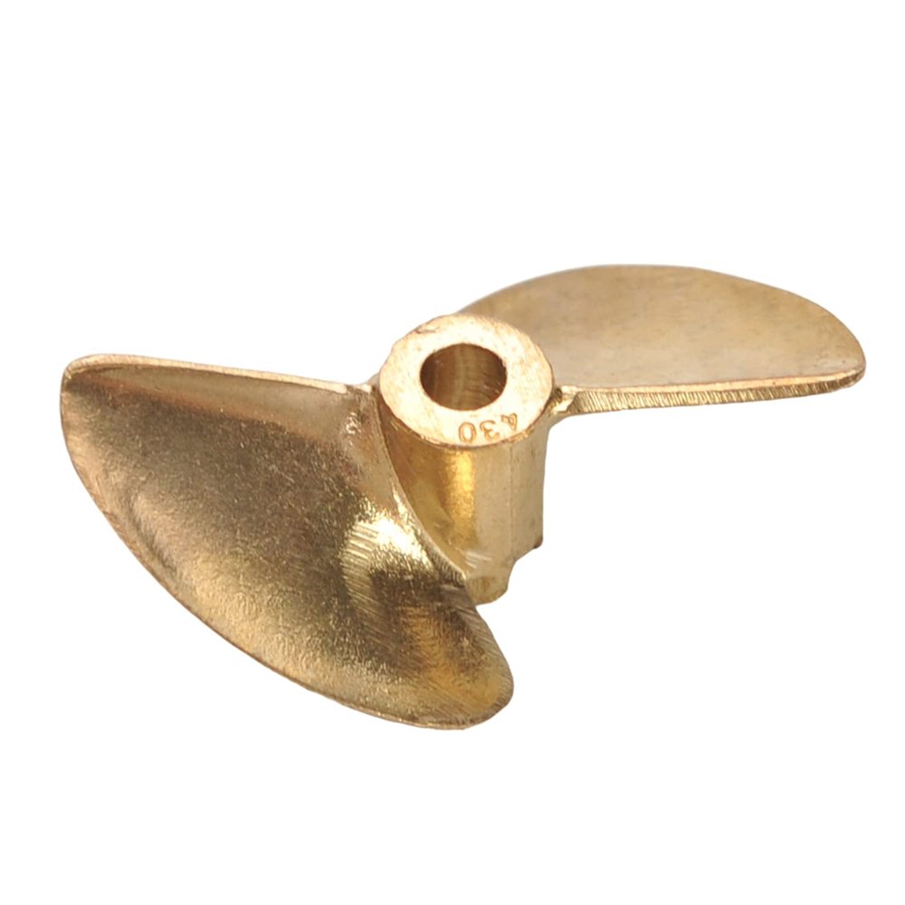 Heyiarbeit RC Boat Propeller 2 Blades Propeller Hole 3.18mm Diameter 30mm Brass CW for RC Boat Model Boat Gold