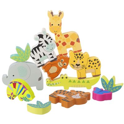 Orange Tree Toys: Stacking Jungle Animals - Wooden Animal Shaped Blocks, Stack & Play, Developmental Toy, FSC Certified, Toddlers & Kids Ages 1+