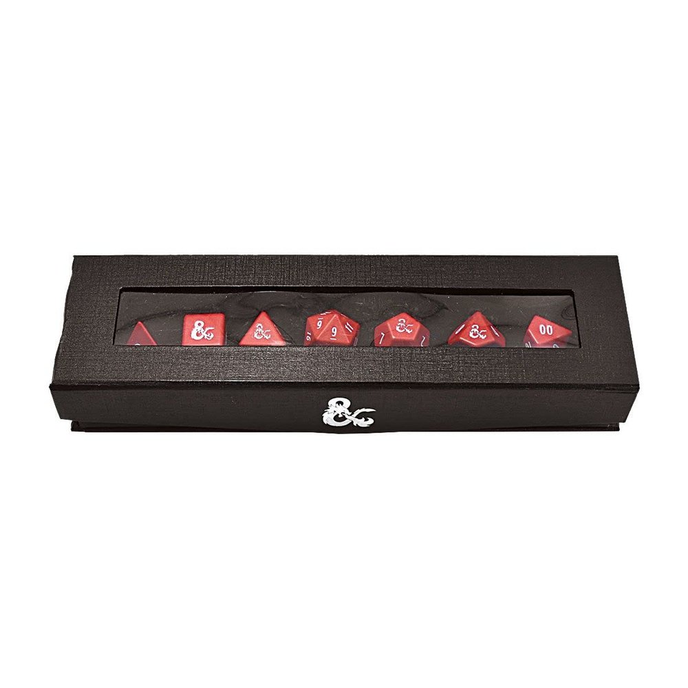 Heavy Metal Red and White RPG Dice Set for Dungeons & Dragons