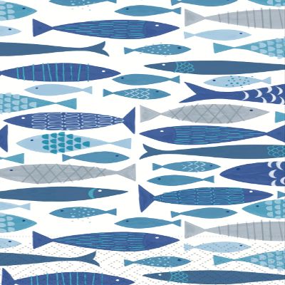 aolongwl IHR 3-Ply Deluxe Paper Napkins, 16-Count Guest Towel | Buffet, 8.5" x 4.5", School of Fish