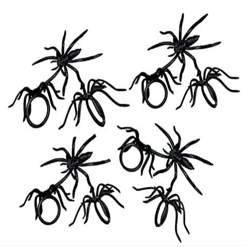 144 Spider Rings Halloween Party Favors Cupcake Topper Skull Bat Costume Mask Accessory Halloween Decorations