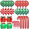 32Pcs Christmas Balloons, Christmas Candy Cane Foil Balloons with Ribbons, Red Green Mylar Balloon for Party Decorations view 2