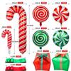32Pcs Christmas Balloons, Christmas Candy Cane Foil Balloons with Ribbons, Red Green Mylar Balloon for Party Decorations view 3