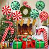 32Pcs Christmas Balloons, Christmas Candy Cane Foil Balloons with Ribbons, Red Green Mylar Balloon for Party Decorations view 4