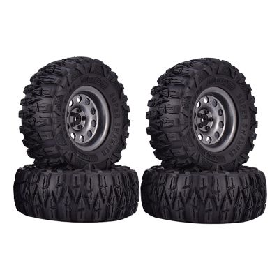LAFEINA 4PCS 120mm Rubber Tyres 2.2 inch Metal Beadlock Wheel Rim for 1:10 RC Rock Crawler Car SCX10 TRX4 TRX-6 (Gray)