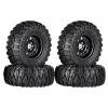 LAFEINA 4PCS 120mm Rubber Tyres 2.2 inch Metal Beadlock Wheel Rim for 1:10 RC Rock Crawler Car SCX10 TRX4 TRX-6 (Black) view 1