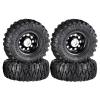 LAFEINA 4PCS 120mm Rubber Tyres 2.2 inch Metal Beadlock Wheel Rim for 1:10 RC Rock Crawler Car SCX10 TRX4 TRX-6 (Black) view 2
