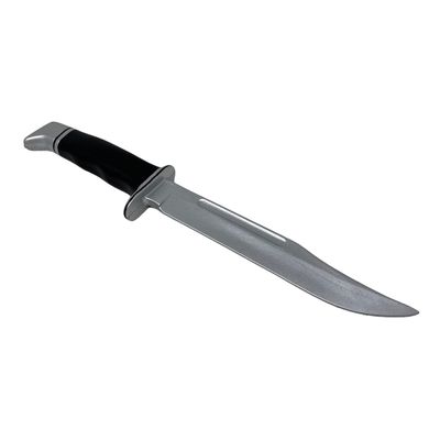 Rubber Johnnies Fake Woods Stab Knife, Con Safe, 30cm Long, Black Handled, Halloween Movie Prop
