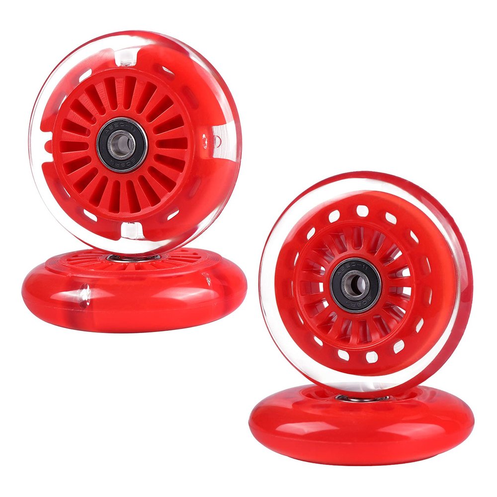 Gladeer 90mm Wiggle Car Polyurethane Replacement Wheels Set Upgrades for PlasmaCar Ride-on Toys Wiggle Car Replacement Wheels, 4-Pack (Red)