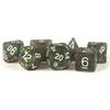 Black ICY Opal Resin with Silver Numbers 16mm (5/8in) 7 Dice Set view 1