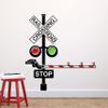 Decalzone Inc Railroad Train Crossing Lights Wall Decal - Children Kids Nursery Decals - Train Railroad Decor Vinyl Art Decal Sticker (26W*28H) inch view 1