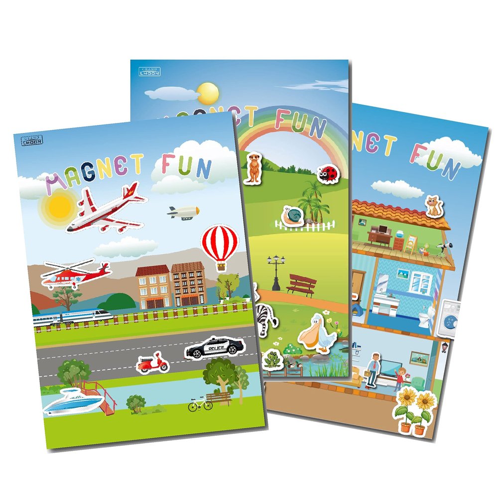 Magnetic Vehicle Zoo Animal and Doll House Family Playboard for Kids