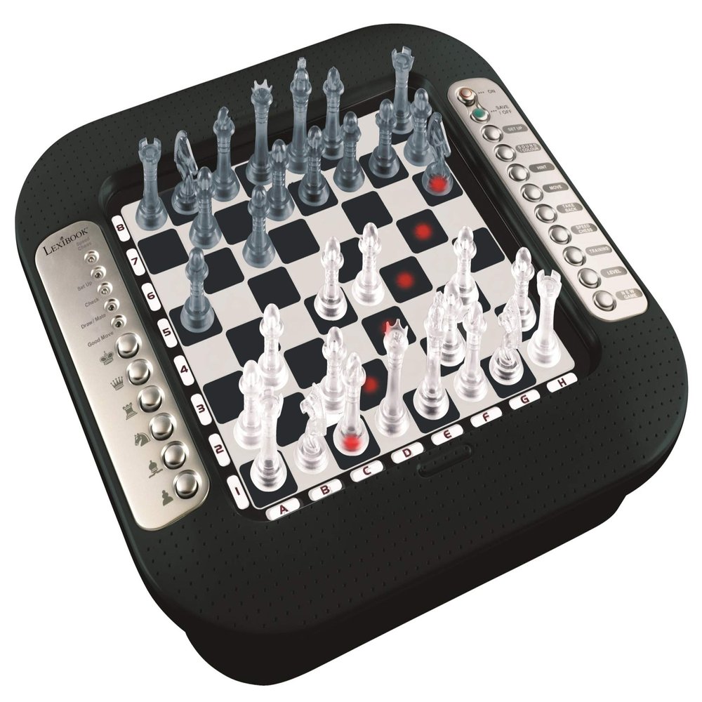 Lexibook Chessman FX, Electronic Chess Game with Tactile Keyboard and Light and Sound Effects, 32 Pieces, 64 Levels of Difficulty, Family Board Game, Black/Grey, CG1335