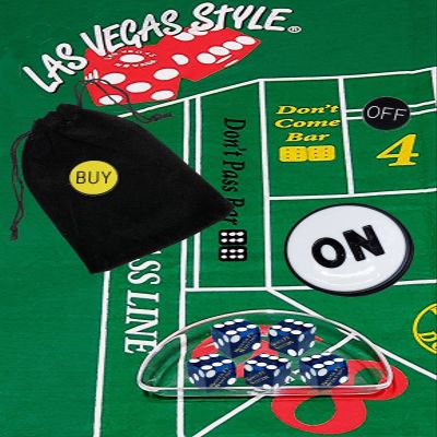 Cyber-Deals Craps Starter Kit Sets, Featuring Authentic Las Vegas Casino Table-Played Dice with Clear Acrylic Dice Boat (Santa Fe Station (Blue Polished))