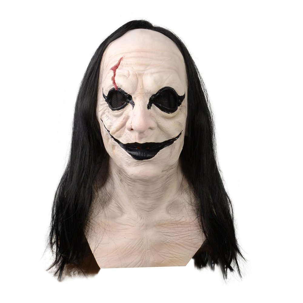 Horror Smile Clown Mask, Freak Clown Mask with Hair, Halloween Killer Masks Joker Costume for Party,Clown Role-Playing Props