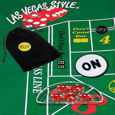 Cyber-Deals Craps Starter Kit Sets, Featuring Authentic Las Vegas Casino Table-Played Dice with Clear Acrylic Dice Boat (Harrah's (Red Polished))
