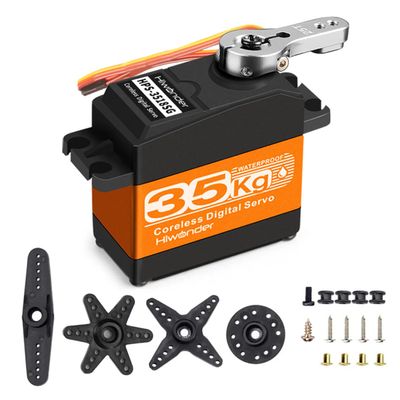 35KG Servo Motor High Torque Coreless Metal Gear Waterproof Digital and Stainless Steel Gear Servo Arduino Servo for Robotic DIY, RC Car, Control Angle 180