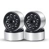 Que-T RC Beadlock Wheel Rims, 4pcs Wheel Hubs for 1/24 Axial SCX24 AXI90081 AXI00001 AXI00002 AXI000024 Upgrade (Bright Black) view 1