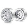 Que-T RC Beadlock Wheel Rims, 4pcs Wheel Hubs for 1/24 Axial SCX24 AXI90081 AXI00001 AXI00002 AXI000024 Upgrade (Bright Silver) view 4