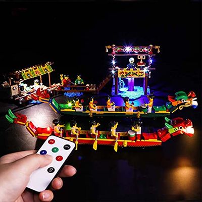 Brick Shine Light Kit for Dragon Boat Race 80103 (Model Set is not Included) (Remote)
