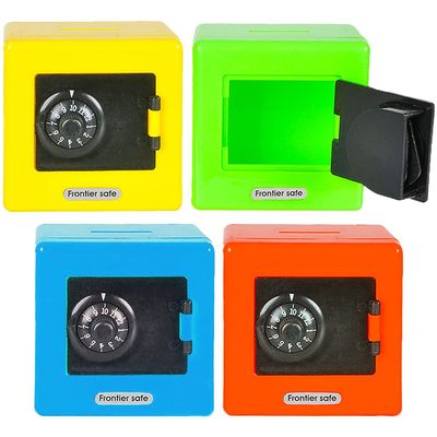 ArtCreativity Plastic Combination Safe Banks, Set of 4, Money Safe for Kids in Assorted Colors, Unique Piggy Bank for Boys and Girls, Money Saving Box with a Cool Safe Design, Great Gift Idea