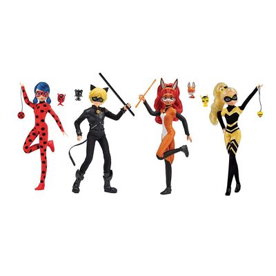 METERO Miraculous Heroes Fashion Doll Bundle (Ladybug, Cat Noir, Rena Rouge, Queen Bee)