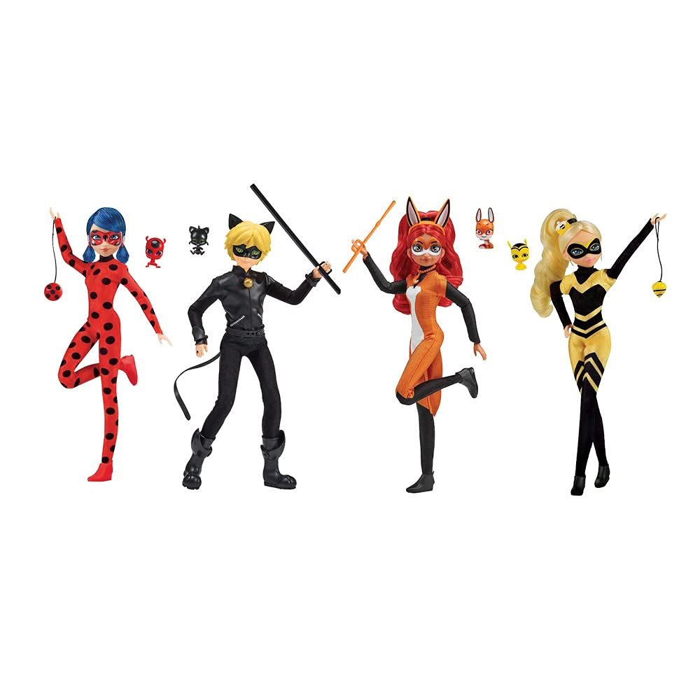 METERO Miraculous Heroes Fashion Doll Bundle (Ladybug, Cat Noir, Rena Rouge, Queen Bee)