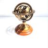 Ganga Nautical Brown Antique Vintage Zodiac Armillary Brass Sphere Globe & Wooden Base Size 4 Inch view 2
