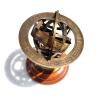 Ganga Nautical Brown Antique Vintage Zodiac Armillary Brass Sphere Globe & Wooden Base Size 4 Inch view 3