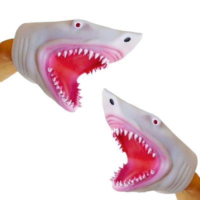 NOVELTY GIANT WWW.NOVELTYGIANT.COM Set Of 2 Silicone Great White Megalodon Shark Hand Puppet