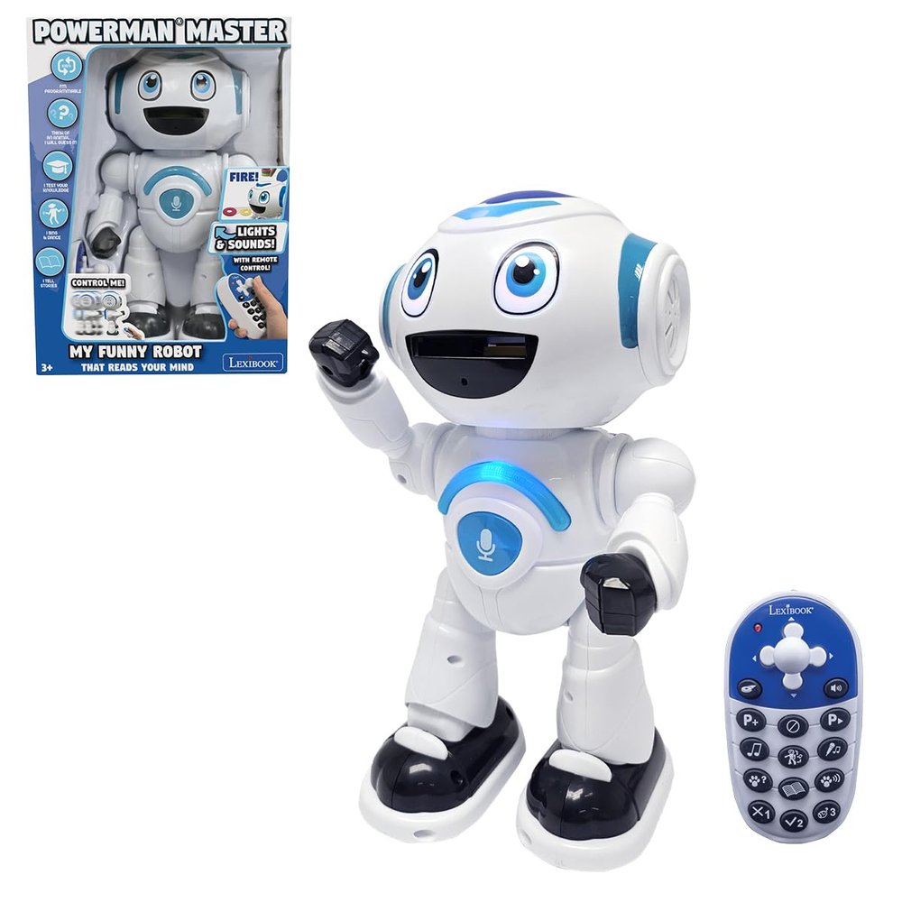 LEXiBOOK - Powerman Master Interactive Toy Robot That Reads in The Mind Toy for Kids Dancing Plays Music Animal Quiz STEM Programmable Remote Control Robot Junior - ROB25EN