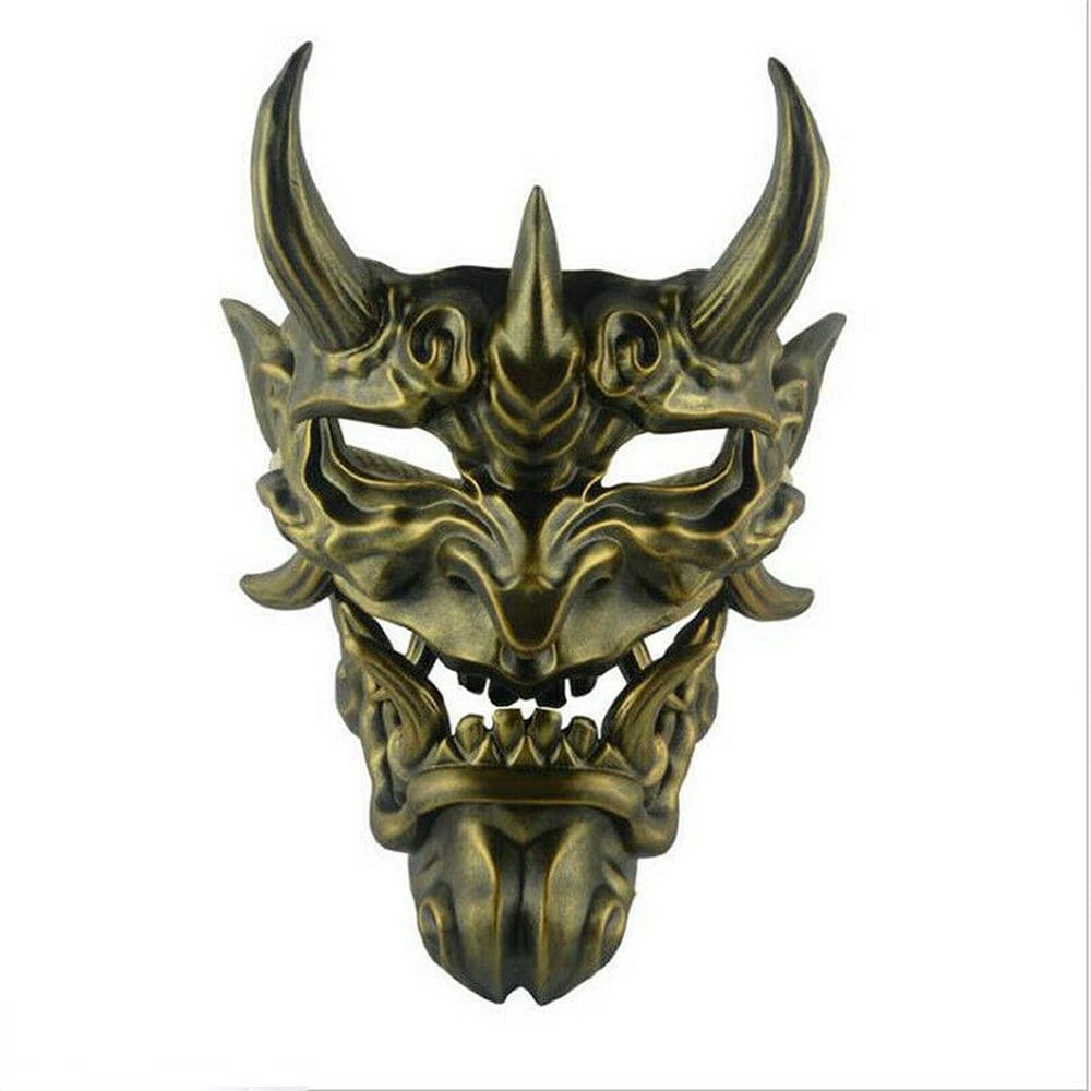 AUSUKY Japanese Prajna Mask Hannya NOH Kabuki Devil Demon Oni Samurai Halloween Cosplay Masks (Gold)