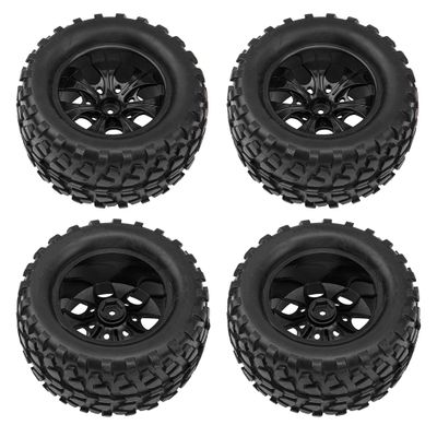 HIRCQOO 12mm Hub 5.07''OD Rubber Tires & Wheel Rim w/Foam Compatible with 1/10 Scale Traxxas Rustler Stampede HPI HSP Volcano Tamiya Blackfoot 1/10 Off-Road Crawler Monster Buggy Truck