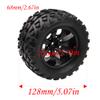 HIRCQOO 12mm Hub 5.07''OD Rubber Tires & Wheel Rim w/Foam Compatible with 1/10 Scale Traxxas Rustler Stampede HPI HSP Volcano Tamiya Blackfoot 1/10 Off-Road Crawler Monster Buggy Truck view 3