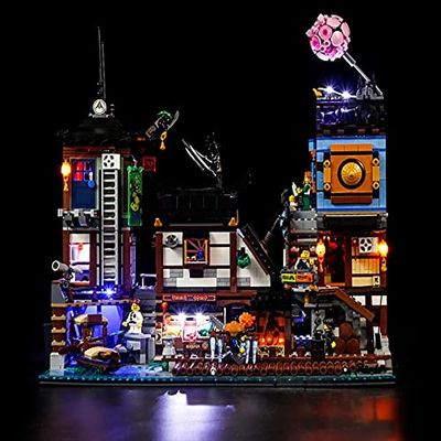 Brick Shine Light Kit for Ninjago City Docks 70657 (Model Set is not Included) (Classic)