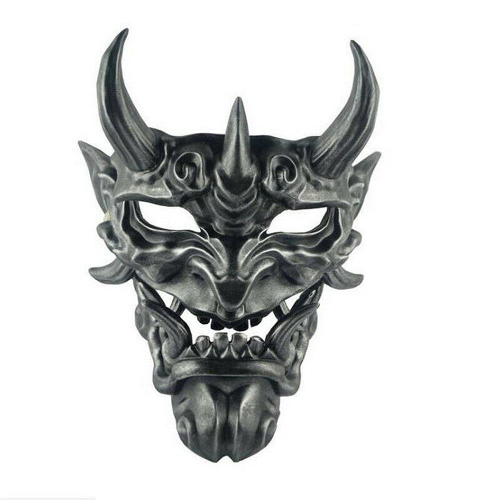 AUSUKY Japanese Prajna Mask Hannya NOH Kabuki Devil Demon Oni Samurai Halloween Cosplay Masks (Silver)