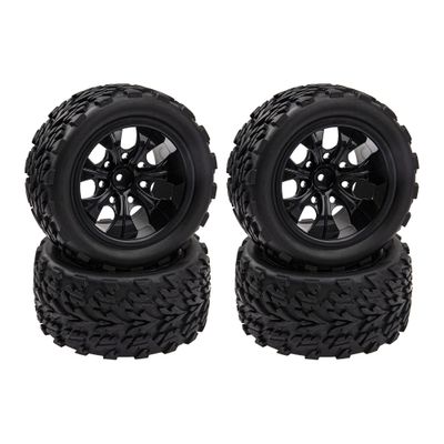 HIRCQOO 12mm Hub 4.64''OD Rubber Tires & Wheel Rim w/Foam Compatible with 1/10 Scale Traxxas Slash HPI HSP Volcano ExceedRC Infinitive Off-Road Car Monster Truck (Style 1)