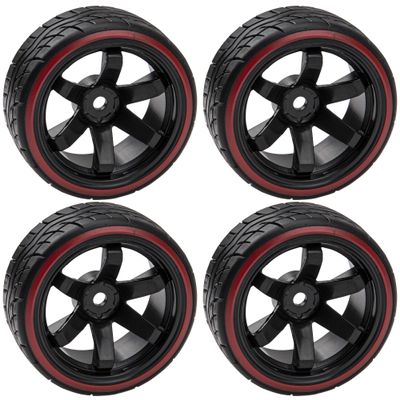 HIRCQOO Hard Plastic Wheel Rims & Plastic Tires 12mm Hex Compatible with Traxxas HSP Tamiya Kyosho Himoto 1/10 RC Drift Car (Style 2)