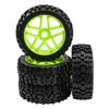 HIRCQOO 17mm Hub 4.52''OD Rubber Tires & Plastic Wheel Rim with Foam Compatible with 1/8 Scale Arrma Python HSP Redcat Kyosho ExceedRC Traxxas Losi HPI XTR Badlands Off-Road RC Buggy (Green) view 1