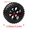 HIRCQOO 12mm Hub 4.64''OD Rubber Tires & Wheel Rim with Foam Compatible with 1/10 Scale Traxxas Slash HPI HSP Volcano ExceedRC Infinitive Off-Road Car Monster Truck (Style 2) view 4