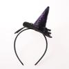 Freebily Halloween Witch Pointed Hat Headband Festival Dance Show Fancy Dress Bow Lace Hairpin or Headband Purple Cobweb One Size view 3