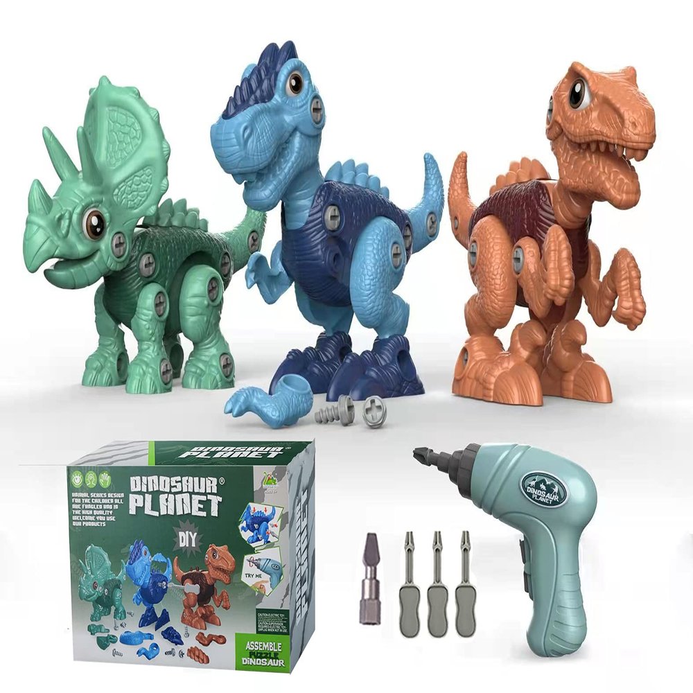 Cutylgla Take Apart Dinosaur Toys for Kids 3-7 Construction Building Toys with Electric Drill, Dinosaur Toys Birthday Gifts for Toddlers Boys Girls