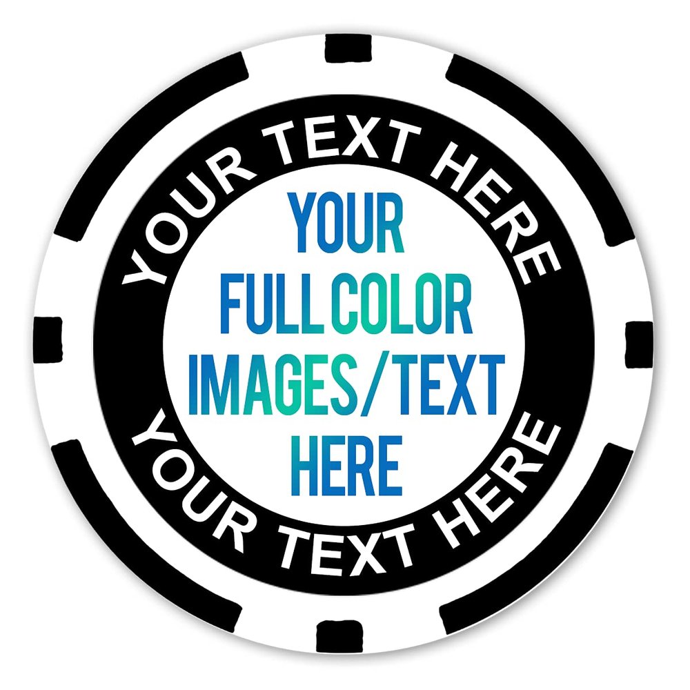 DA VINCI 50 Custom Business Card Poker Chips: Put Your Image, Logo, Contact Information on a chip and add Your own Text - Full Color 11.5 gram Poker Chips (Black)