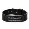 Brilliant Juggling Gifts, Shit Happens. Juggling Helps., Juggling Black Shark Mesh Bracelet from view 1